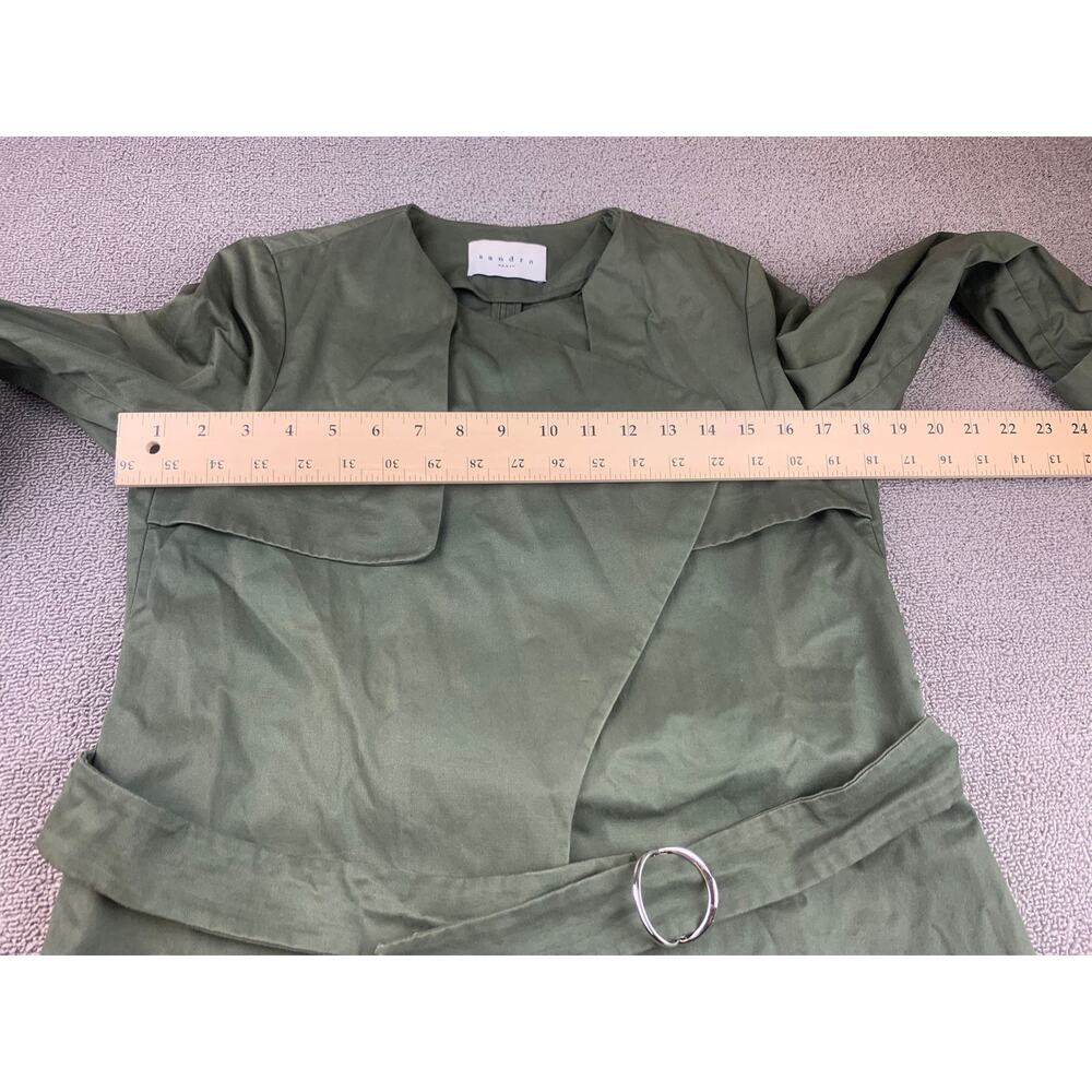 Sandro Paris Women's 36 Belted‎ Green Trench Coat 100% Cotton - Picture 6 of 10